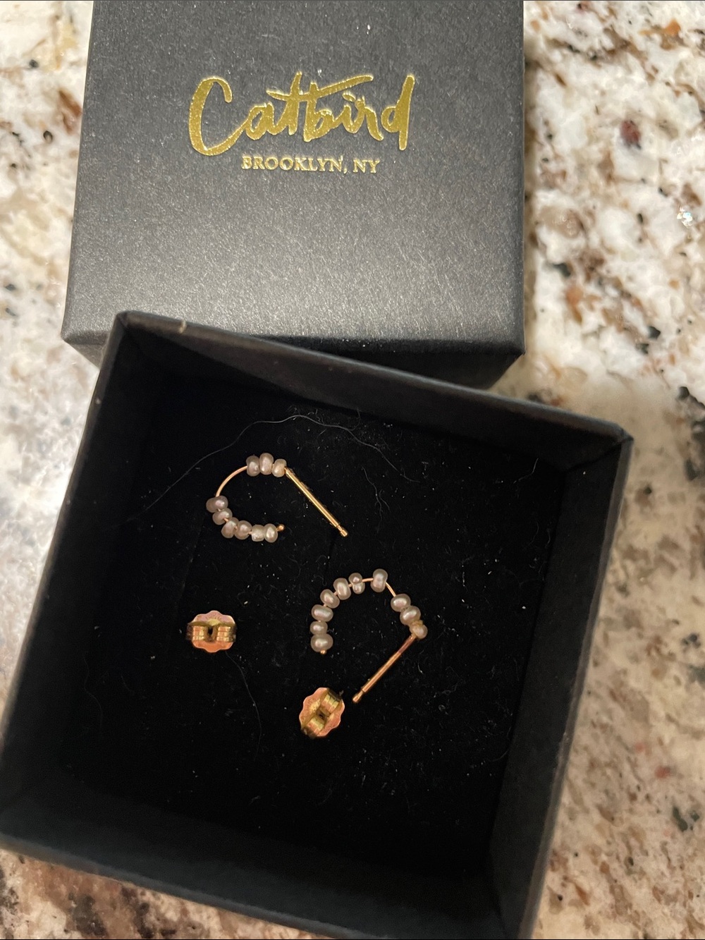 Catbird pearl hoops
